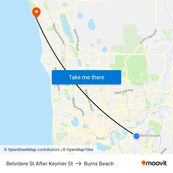 Belvidere St After Keymer St to Burns Beach map