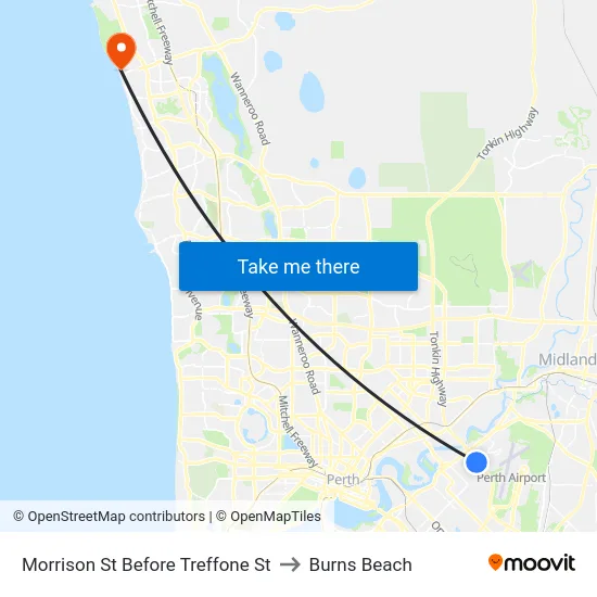 Morrison St Before Treffone St to Burns Beach map
