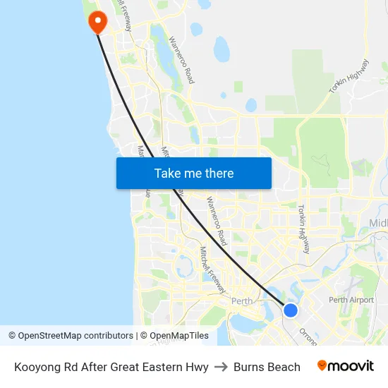 Kooyong Rd After Great Eastern Hwy to Burns Beach map