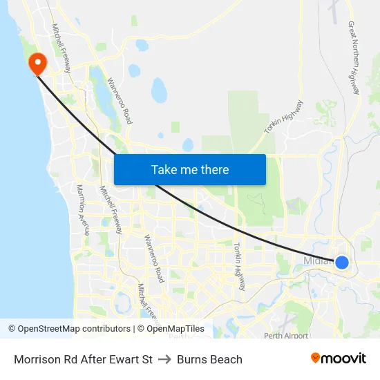 Morrison Rd After Ewart St to Burns Beach map