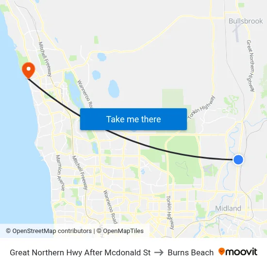 Great Northern Hwy After Mcdonald St to Burns Beach map
