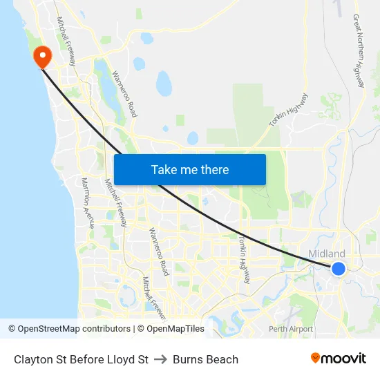 Clayton St Before Lloyd St to Burns Beach map