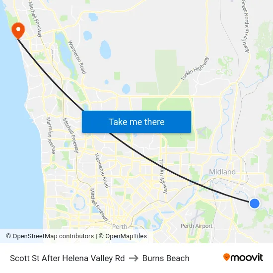 Scott St After Helena Valley Rd to Burns Beach map