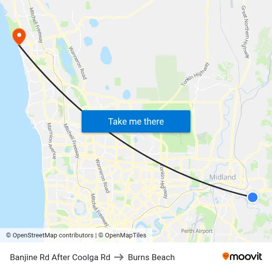 Banjine Rd After Coolga Rd to Burns Beach map
