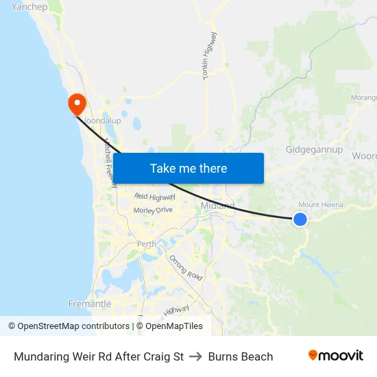 Mundaring Weir Rd After Craig St to Burns Beach map