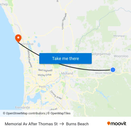 Memorial Av After Thomas St to Burns Beach map