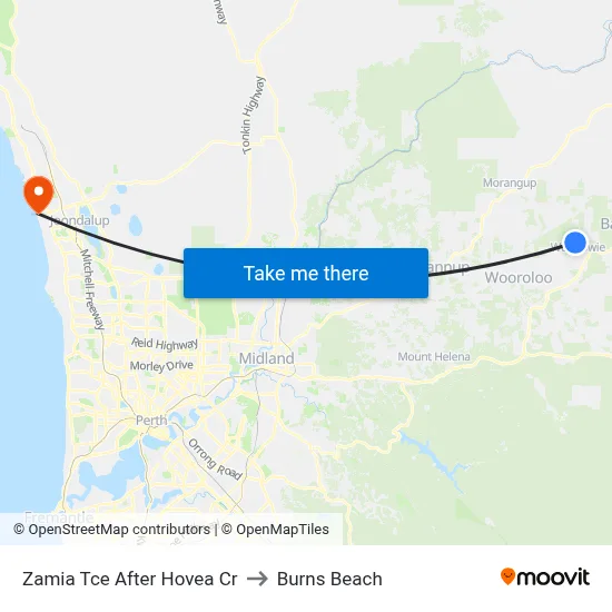 Zamia Tce After Hovea Cr to Burns Beach map