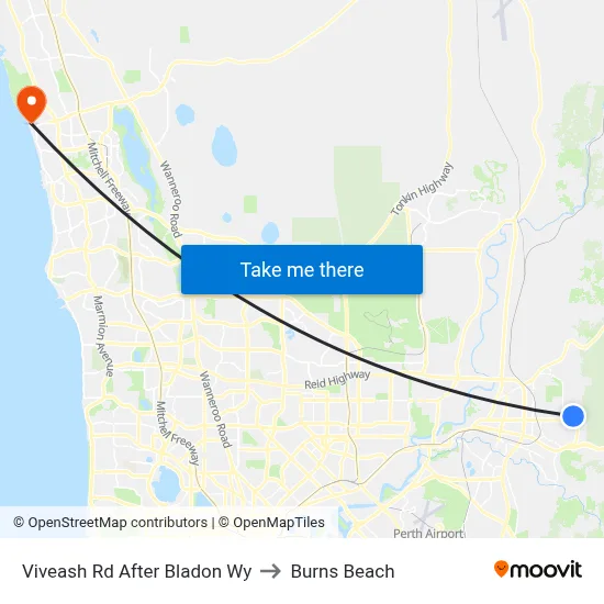 Viveash Rd After Bladon Wy to Burns Beach map