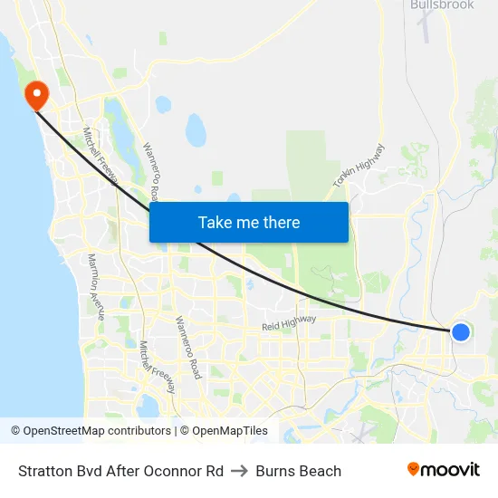 Stratton Bvd After Oconnor Rd to Burns Beach map