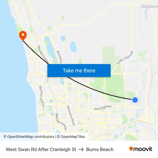 West Swan Rd After Cranleigh St to Burns Beach map