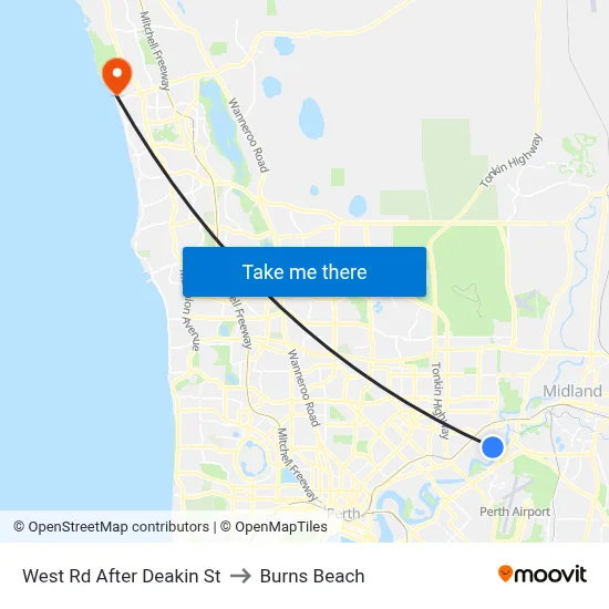 West Rd After Deakin St to Burns Beach map