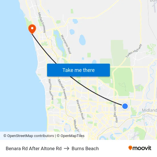 Benara Rd After Altone Rd to Burns Beach map