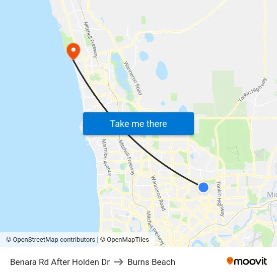 Benara Rd After Holden Dr to Burns Beach map