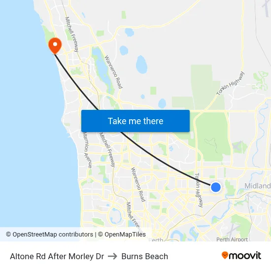 Altone Rd After Morley Dr to Burns Beach map