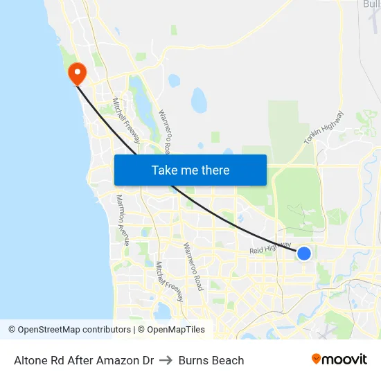 Altone Rd After Amazon Dr to Burns Beach map