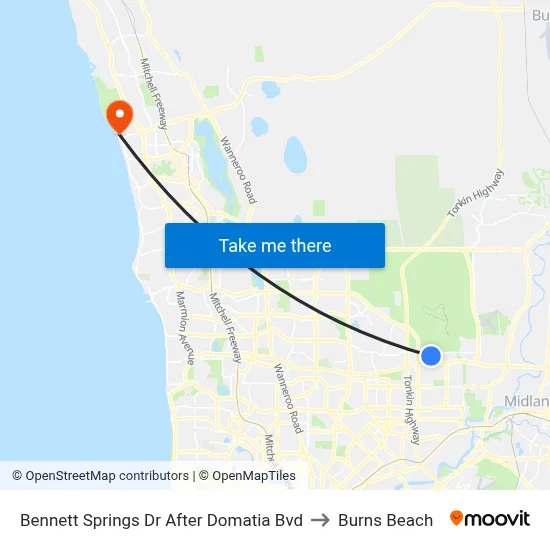 Bennett Springs Dr After Domatia Bvd to Burns Beach map