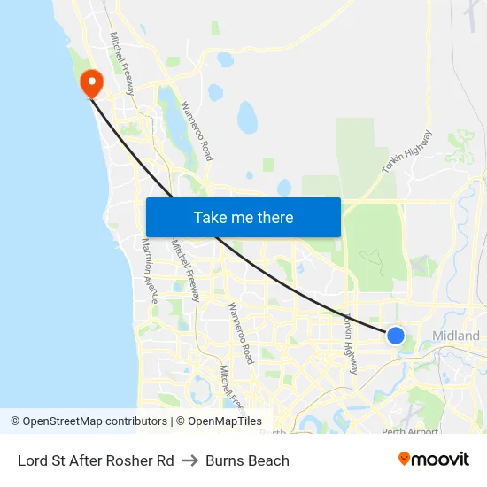 Lord St After Rosher Rd to Burns Beach map