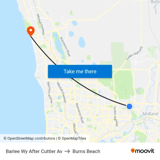 Barlee Wy After Cuttler Av to Burns Beach map
