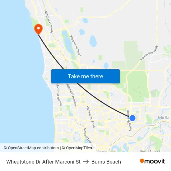 Wheatstone Dr After Marconi St to Burns Beach map