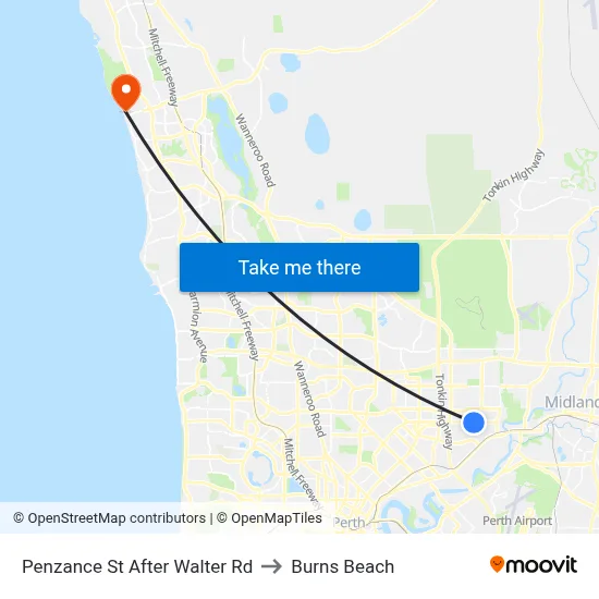 Penzance St After Walter Rd to Burns Beach map