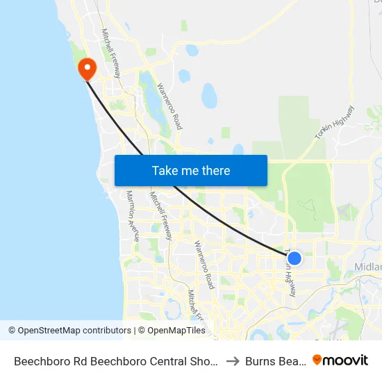 Beechboro Rd Beechboro Central Shop Ctr to Burns Beach map