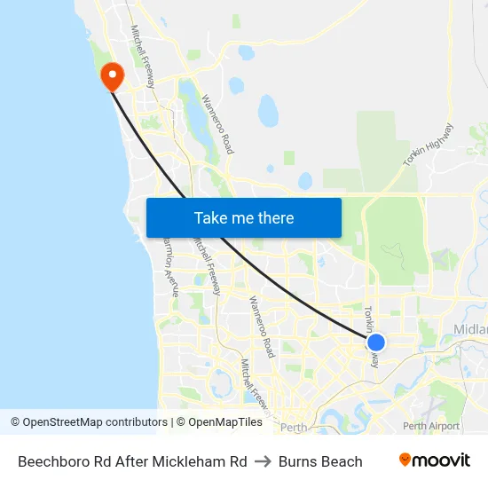 Beechboro Rd After Mickleham Rd to Burns Beach map