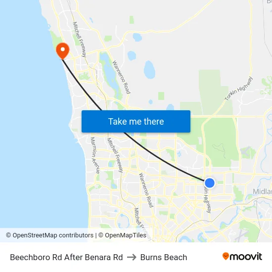 Beechboro Rd After Benara Rd to Burns Beach map