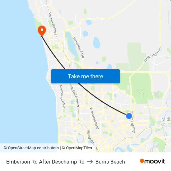 Emberson Rd After Deschamp Rd to Burns Beach map