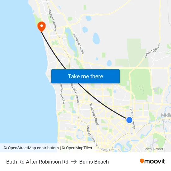 Bath Rd After Robinson Rd to Burns Beach map