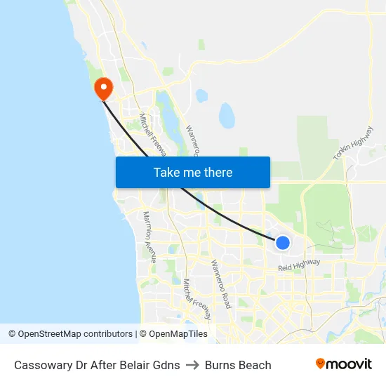 Cassowary Dr After Belair Gdns to Burns Beach map