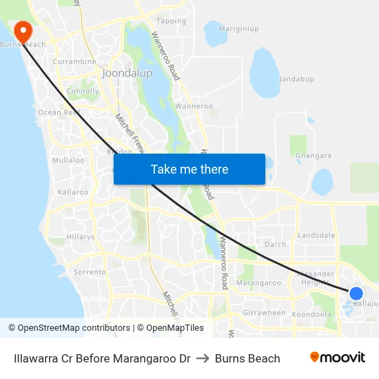 Illawarra Cr Before Marangaroo Dr to Burns Beach map