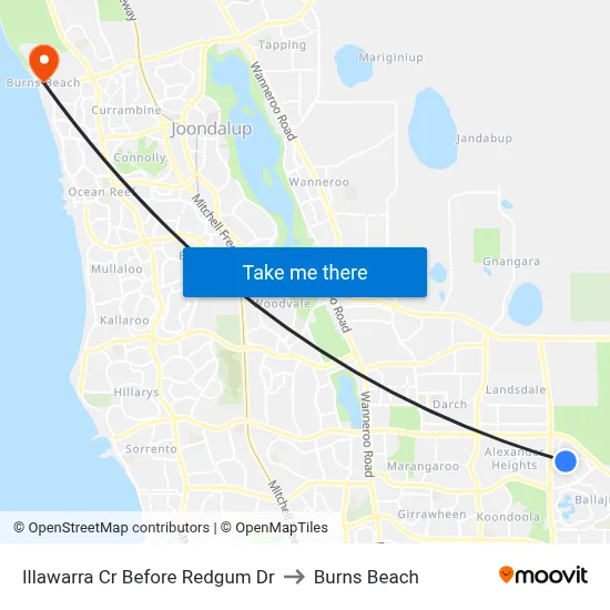 Illawarra Cr Before Redgum Dr to Burns Beach map