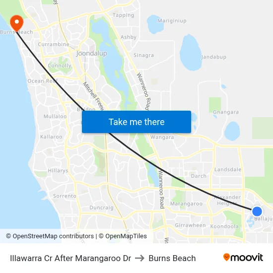 Illawarra Cr After Marangaroo Dr to Burns Beach map
