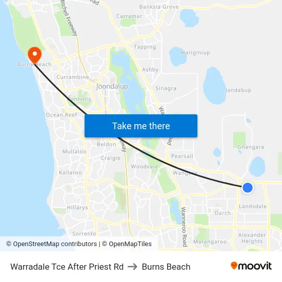 Warradale Tce After Priest Rd to Burns Beach map