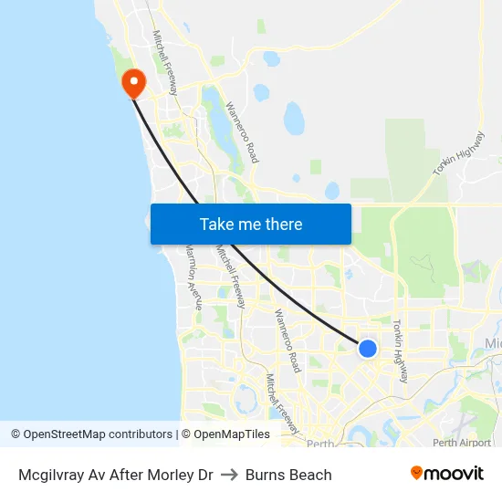 Mcgilvray Av After Morley Dr to Burns Beach map