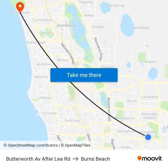 Butterworth Av After Lea Rd to Burns Beach map