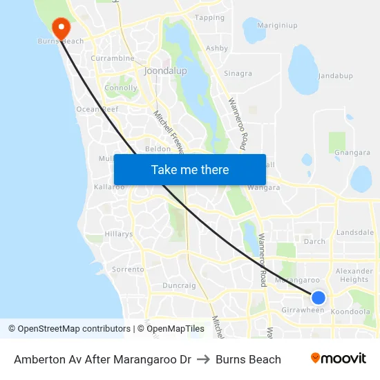 Amberton Av After Marangaroo Dr to Burns Beach map