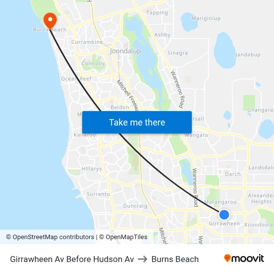 Girrawheen Av Before Hudson Av to Burns Beach map