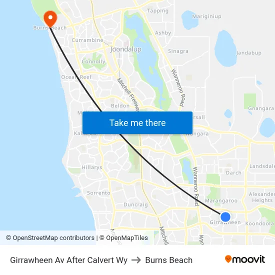 Girrawheen Av After Calvert Wy to Burns Beach map