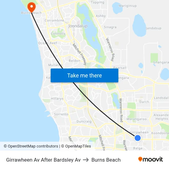 Girrawheen Av After Bardsley Av to Burns Beach map
