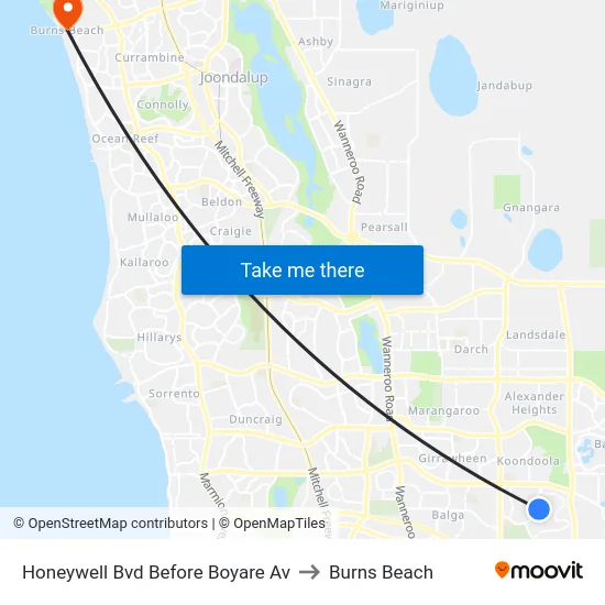 Honeywell Bvd Before Boyare Av to Burns Beach map