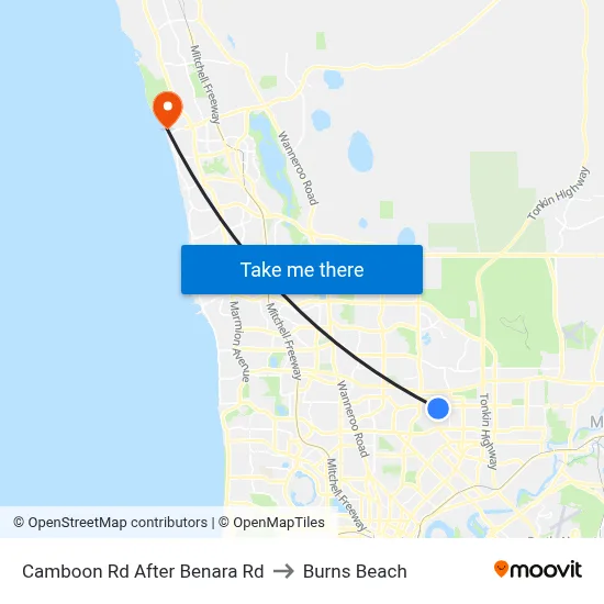 Camboon Rd After Benara Rd to Burns Beach map
