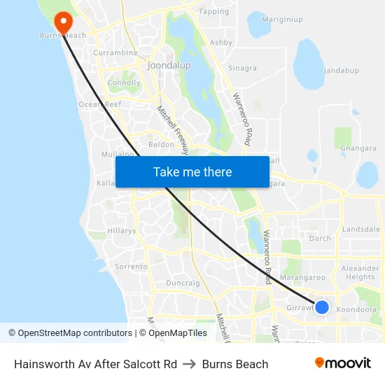 Hainsworth Av After Salcott Rd to Burns Beach map