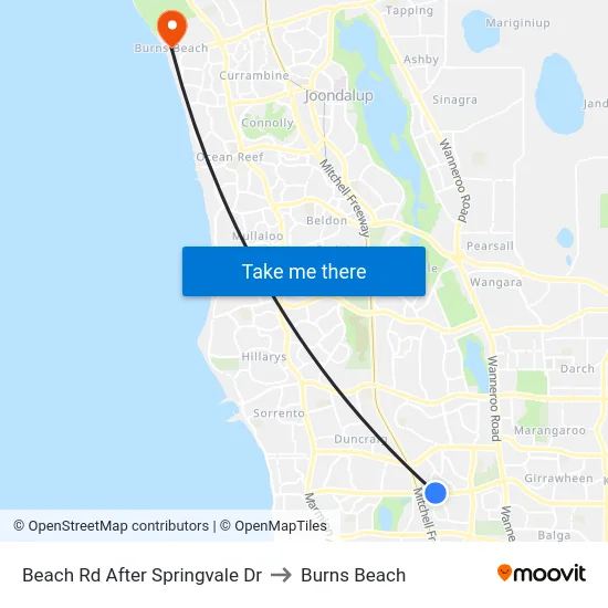 Beach Rd After Springvale Dr to Burns Beach map