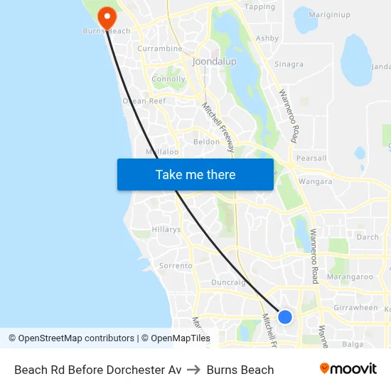 Beach Rd Before Dorchester Av to Burns Beach map