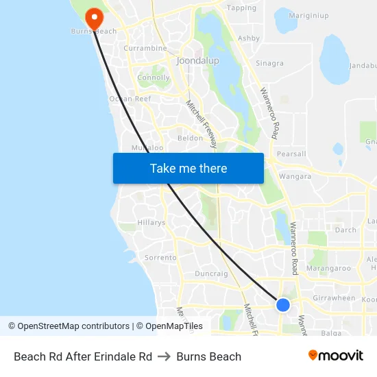 Beach Rd After Erindale Rd to Burns Beach map