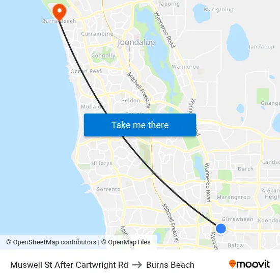Muswell St After Cartwright Rd to Burns Beach map