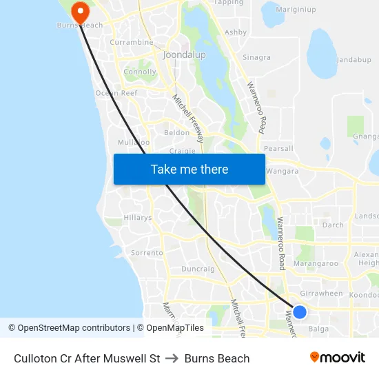 Culloton Cr After Muswell St to Burns Beach map