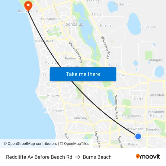 Redcliffe Av Before Beach Rd to Burns Beach map