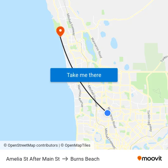 Amelia St After Main St to Burns Beach map